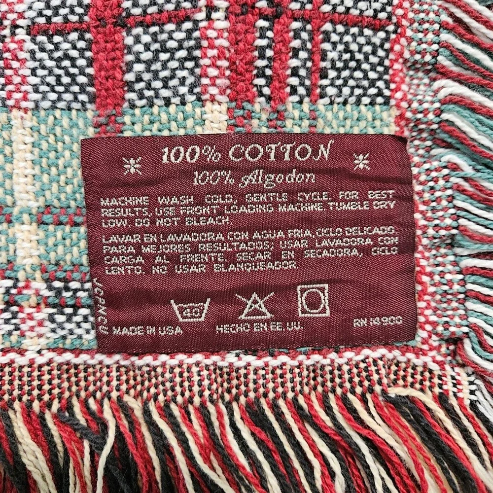 Vintage Bob Timberlake American Cabin Throw Blanket Fall Leaves Cotton Plaid USA